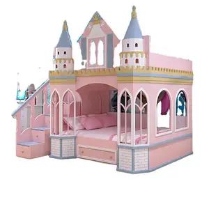 Factory prices Luxury Children Furniture dream castle cheap slide bunk bed for girls