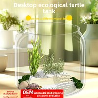 Mini aquarium cylindrique transparent moderne pour poissons rouges et tortues, décoration de salon/bureau intérieur