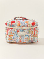 Private Label Frauen Damen Reise Luxus Blume gedruckt geste ppte Baumwolle Kosmetik tasche