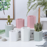 Pot de fleurs en céramique écologique au design moderne avec trou de drainage pour plantes succulentes, décoration de jardin et de bureau
