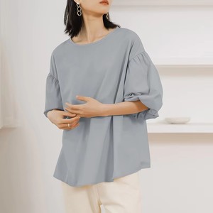 Thời Trang Mới Nữ Loose Fit Áo Cotton Tay Đèn Lồng Cổ Tròn Quá Khổ Top Mùa Hè Thường Ngày Phong Cách Hàn Quốc - Product Image 6