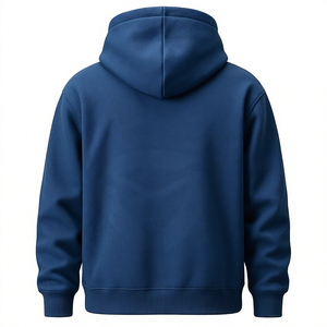 Sweat à capuche pour homme, bleu marine, coupe classique, décontracté, en molleton de coton, couleur unie, avec poches, pour l'automne, tricoté - Product Image 3