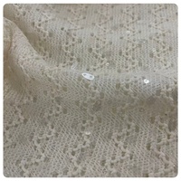 Tissu en dentelle jacquard 100% polyester, maille brodée de paillettes pour robe de soirée