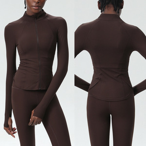 Pantalon de yoga à fermeture éclair moulant et doux pour femmes, taille plus, haut sportif uni - Product Image 3