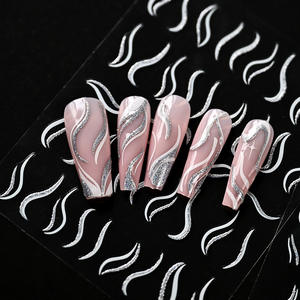 Autocollants Français 3D Métallique Paillettes Ligne Nail Art Adhésif Bande Incurvée Or <span class=keywords><strong>Argent</strong></span> Transfert Slider <span class=keywords><strong>Manucure</strong></span> Decal - Product Image 2