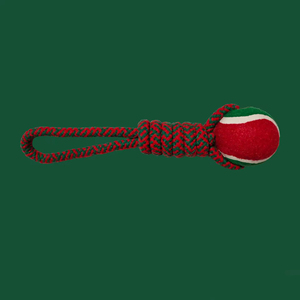 Jouet à mâcher pour chien en corde de Noël écologique, vert et rouge, interactif, pour l'intérieur et l'extérieur, en corde de coton - Product Image 4