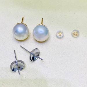 Boucles d'oreilles en perles DIY 22459, petits accessoires avec clous d'oreille en argent S925, 10-20 mm, rondes, creuses et grands supports - Product Image 3