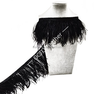 Personnalisable 2/3/4 couches <span class=keywords><strong>épaisse</strong></span> <span class=keywords><strong>frange</strong></span> de plumes moelleuses sur ruban pour robe couture garniture de plumes d'autruche - Product Image 6