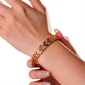 Bracelet pour femme en or 18 carats plaqué couleur or, triple rangée de zircons marquise, <span class=keywords><strong>bijoux</strong></span> pour femme, vente chaude, luxe léger - Product Image 3