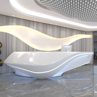 Comptoir de réception laqué blanc brillant, design moderne, pour bureau, salon de beauté, caisse, hall d'hôtel, bar, console