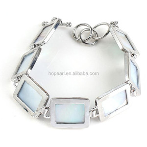 MOP103 Boho Beach Natural Jewelry Rectangle Abalone Paua <strong>Shells</strong> <strong>Bracelet</strong> - Product Image 3