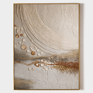 Contemporary Abstract Textured Acrylic Painting Handmade Canvas Art With Circular Patterns And Gold <b>Frame</b> Indoor <b>Wall</b> Decor - Product Image 2