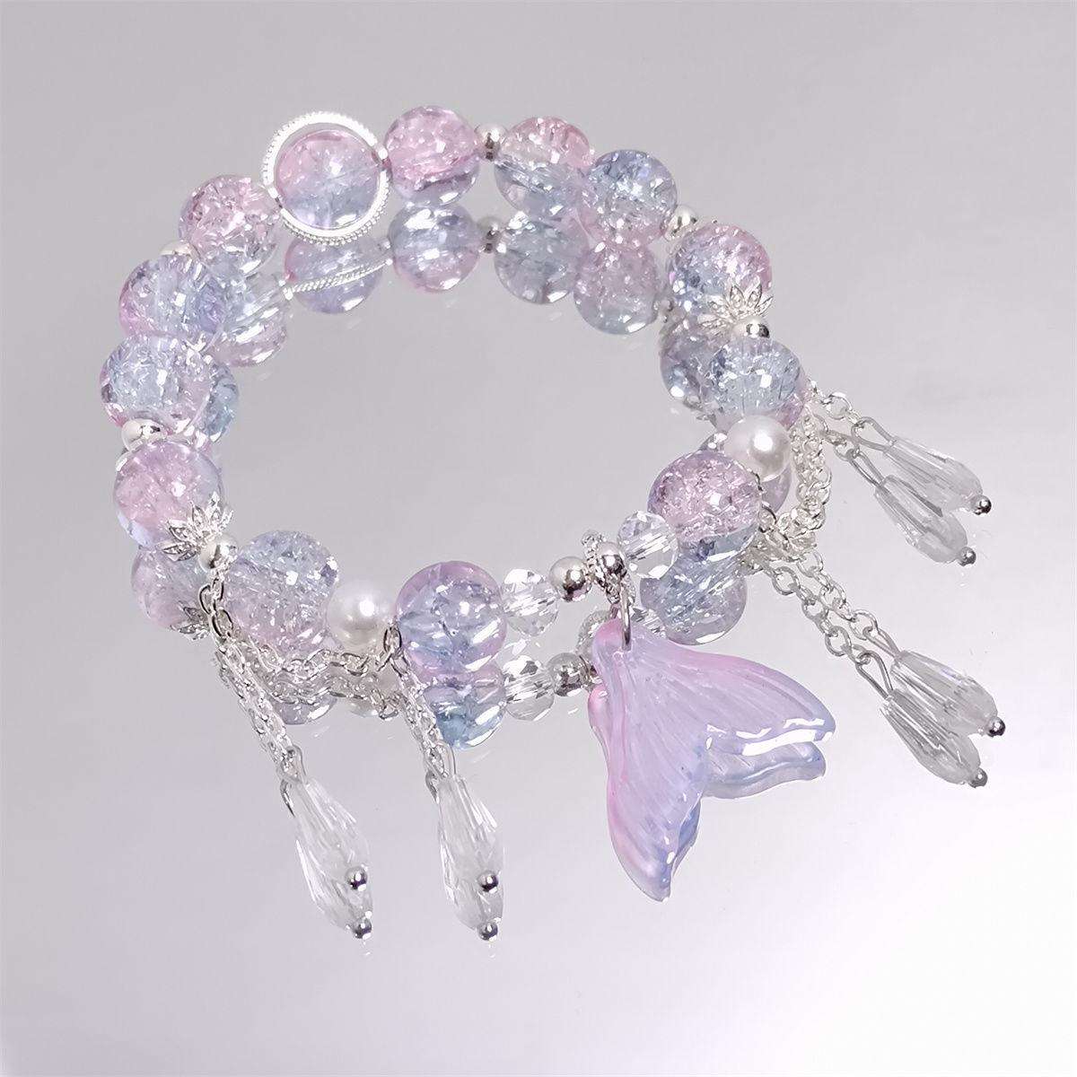 สร้อยข้อมือคริสตัลนางเงือกสีม่วง