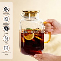 Carafe à eau carrée en verre de 2000 ml pour la maison et les restaurants, idéale pour la limonade, les jus et le thé.