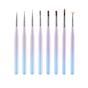 Petite Nylon Nail Art UV Gel Brush Fan Shape Powder Shaking Pen Flat Liner for Crystal Flower Drawing - Product Image 1