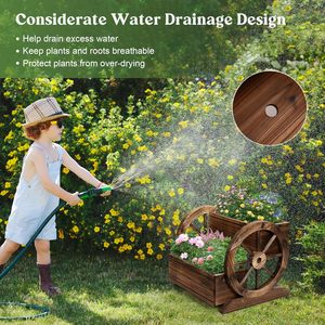 Boîte à fleurs en bois pour chariot intérieur et extérieur avec roues Fleurs Herbes Légumes Chariot à fleurs en bois - Product Image 3