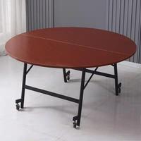 Table ronde pliante solide avec roues | Table à manger portable peu encombrante pour la maison, les banquets et les restaurants