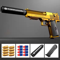 Pistolet de Tir en Plastique Doré Type Desert Eagle, Juguete à Tir Continu de Projectiles Souples