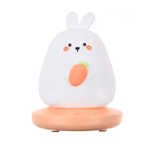 Bedroom Night Light For Children Cute Animal Pig Rabbit Led Silicone Lamp Touch Sensor Dimmable Kid Holiday Gift Rechargeable