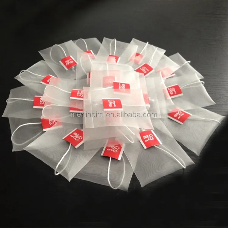 Heat Sealing Nylon Pyramid Tea Filter Bags Handle disposable tea bags for Loose Tea