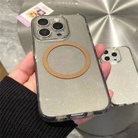 Coque de téléphone portable en silicone souple transparente de luxe avec paillettes brillantes pour iPhone 17 16 13 ProMax 15Plus 14, compatible avec la recharge magnétique sans fil