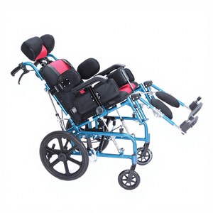 KS Childrens <b>Reclining</b> Wheelchair Red Black Seat Aluminum Frame With Headrest And Safety Straps - Product Image 2