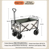 Chariot de camping tout-terrain professionnel pliable et étanche, robuste, pour le transport extérieur et les courses