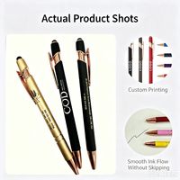 Stylo à bille de haute qualité DingHong promotionnel en or rose 2 en 1 avec écran tactile pour aluminium, caoutchouc souple, usage au bureau et à l'école, logo personnalisé
