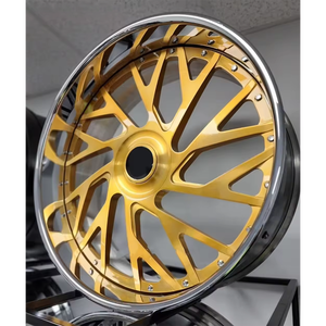 Rines Forjados Personalizados de Lujo, Rines Forjados de 2 y 3 Piezas, 22, 24, 26 Pulgadas, Borde Dorado Profundo para <span class=keywords><strong>Chevy</strong></span> Impala Caprice Donk Forgiato - Product Image 2
