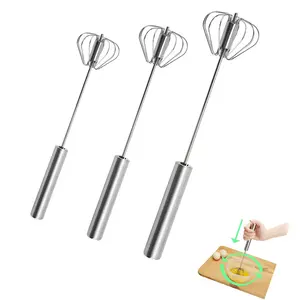 Hand Push Stainless Steel Egg Whisk For Home Blending