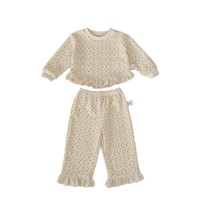 Ensemble de vêtements pour bébé Engepapa, style européen et américain, hauts et pantalons imprimés en tissu gaufré d'épaisseur normale, pour filles du printemps