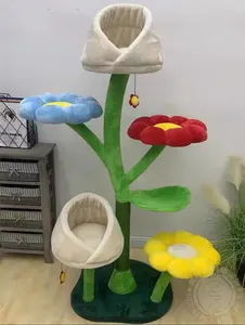 Luxury Wood Cat Tree Floral Tower For Large Cat Scratching Post