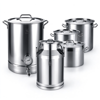 Ensemble de casseroles de cuisine en acier inoxydable de qualité alimentaire, bidon à lait hermétique, fût à bière avec couvercle pour restaurant commercial