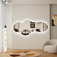 Miroir intelligent à LED de forme personnalisée, étanche, à intensité variable, miroir de salle de bain pleine longueur, miroir de salon avec interrupteur tactile