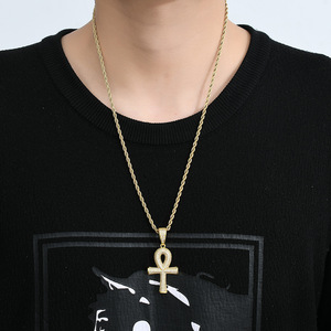 Three-dimensional <b>cross</b> pendant <b>chain</b>, hip-hop jewelry, accessories, full zirconium <b>cross</b> necklace. - Product Image 4