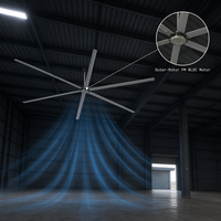 Ventilateur de plafond HVLS de 24 pieds pour entrepôt, avec 6 pales en alliage d'aluminium, idéal pour les grands entrepôts et les centres d'expédition