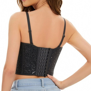 Nuovissimo Top Corsetto da Donna 2026, Sexy, Lavorato a Maglia, Corto, <span class=keywords><strong>Trasparente</strong></span>, Lucido, <span class=keywords><strong>Push</strong></span>-<span class=keywords><strong>up</strong></span>, per Feste Notturne - Product Image 4