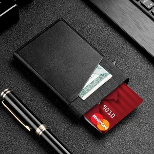 Mherder Customize Metal Aluminum Card Holder Pop Up Pu Leather Magnetic Rfid Wallet For Iphone 14/15