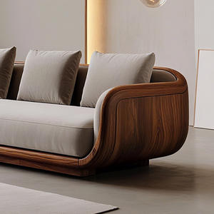 Canapé italien haut de gamme moderne et minimaliste en <span class=keywords><strong>noyer</strong></span> noir, rangée droite en bois <span class=keywords><strong>massif</strong></span>, lumière créative, ensemble de salon de luxe pour villas - Product Image 2