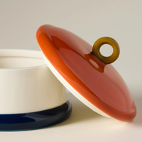 Beurrier en porcelaine rétro avec couvercle en forme de dôme et poignée, pour la cuisine, avec logo personnalisé, vente en gros
