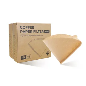 Papel descartável natural para filtro de café, papel cone em forma de V, papel descartável portátil para filtro de café