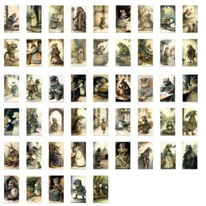 50PCS Animales gato perro historia pegatina Estilo Vintage <span class=keywords><strong>cuento</strong></span> de hadas ilustración - Product Image 4
