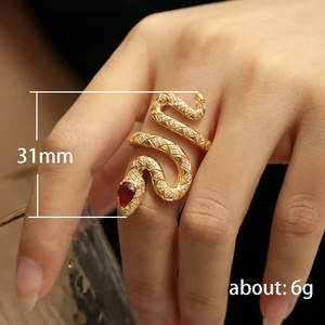 Anello a Forma di Serpente Q022 Placcato Oro con Cristalli e Strass, Gioiello da Festa per Donne - Product Image 5