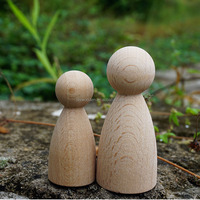 Usine naturel inachevé en bois bricolage jouet cheville Kokeshi poupées décoratives famille bois forme Figure artisanat Sculpture pour expériences
