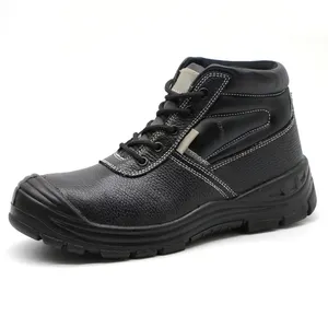 ENTE SAFETY Black Safety Boots Embossed Split Cow Leather Protective Fashion Anti-smash Waterproof Work Tactical Shoes