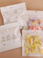 Sacs refermables givrés à trois oursons mignons, pochettes d'emballage en plastique pour bonbons, biscuits, collations, bijoux, petits cadeaux, sacs de rangement