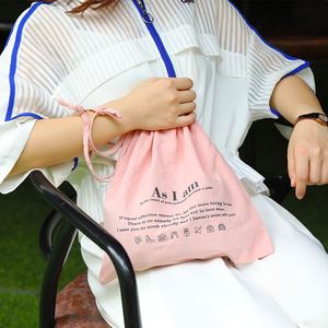 Sac à chaussures en coton biologique doux et durable personnalisé, sac à cordon en toile pliable de petite taille avec logo - Product Image 4