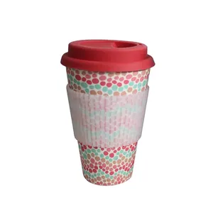 Wholesale Eco Friendly Takeaway Bamboo Silicone Lid Bamboo Fiber Coffee Cup
