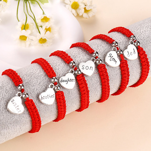 Fatto a mano buona fortuna Pulseras regalo per la festa della <span class=keywords><strong>mamma</strong></span> a mio figlio figlia gioielli per la famiglia regali braccialetti per <span class=keywords><strong>mamma</strong></span> con stringa rossa - Product Image 1
