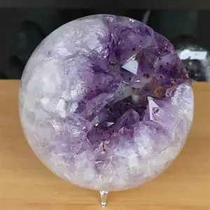 Pengiriman 7 Hari Kristal Druzy Natural Besar Bola Batu Akik Bola Amethyst Geode untuk Dekorasi Rumah